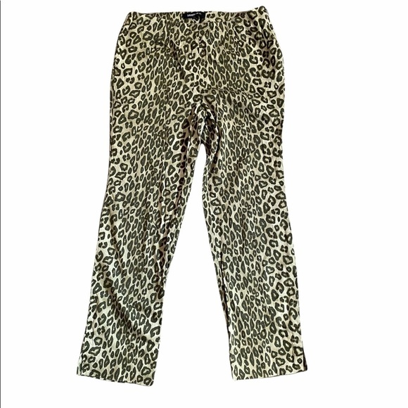 Lafayette 148 Green Animal Print Leopard Side Zip Split Hem Pants 2 - Picture 9 of 9